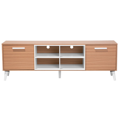 TV Stand Light Wood with White ALLOA