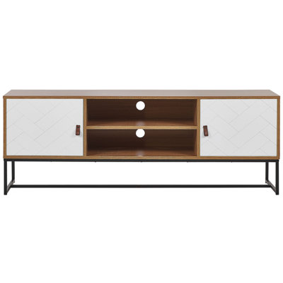 TV Stand Light Wood with White NUEVA