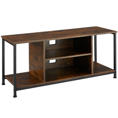 TV Stand - lowboard cabinet with 4 compartments, adjustable shelf - Industrial wood dark, rustic