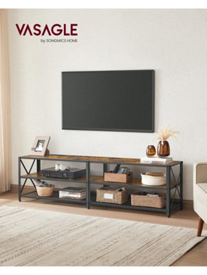 TV Stand, TV Table for TV up to 75 Inches, with Shelves, Steel Frame ...