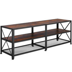 TV stand  w/ three shelves  - Industrial wood dark, rustic