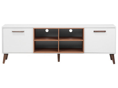 TV Stand White with Dark Wood ALLOA