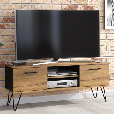 TV Unit 120cm Loft Retro Vintage Contemporary Oak TV Stand