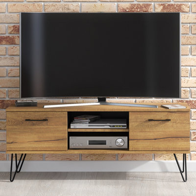 TV Unit 120cm Loft Retro Vintage Contemporary Oak TV Stand DIY