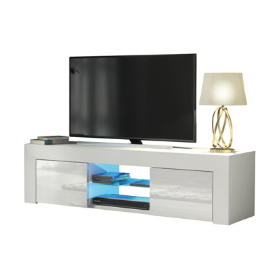 Modern TV Unit 130cm Cabinet TV Stand High Gloss Doors With Free LED