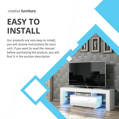 B&m white gloss on sale tv unit