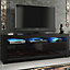 TV Unit 160cm Black Modern Stand Gloss Doors Free LED