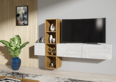 TV Unit 180 cm Modern Wall TV Stand Living Room Cabinet Gloss Doors