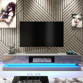 TV Unit 180cm Cabinet Stand Living Room High Gloss Doors - Dark Grey