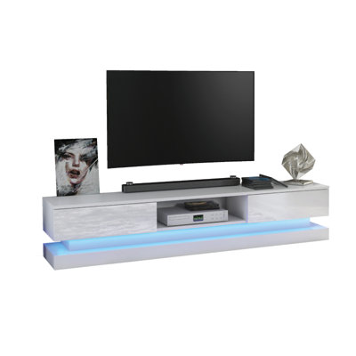 TV Unit 180cm Sideboard Cabinet Cupboard TV Stand Living Room High Gloss Doors - White