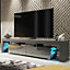 TV Unit 200cm Dark Grey Modern Stand Gloss Doors Free LED
