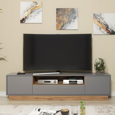 TV Unit 200cm Grey Contemporary TV Stand Vintage Loft Oak