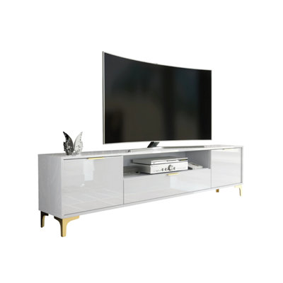 TV Unit 200cm Modern  Luxury Stand Cabinet White High Gloss