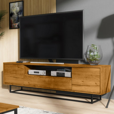 TV Unit 200cm Sideboard Cabinet Cupboard TV Stand Living Room Oak