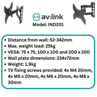 TV Wall Mount Bracket Full Motion Double Arm Monitor for 26-45" Screens - 5