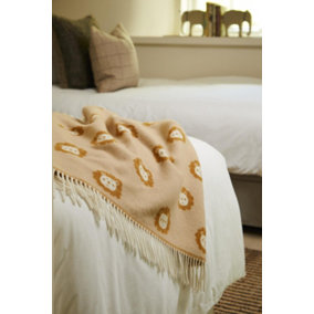 Tweedmill 100% Pure New Merino Wool Lion Baby Blanket/Throw Orange 75cm x 100cm