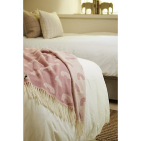 Tweedmill 100% Pure New Merino Wool Rainbow Baby Blanket/Throw Pink 75cm x 100cm