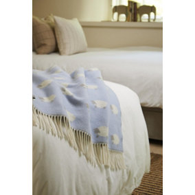 Tweedmill 100% Pure New Merino Wool Sheep Baby Blanket/Throw Blue 75cm x 100cm