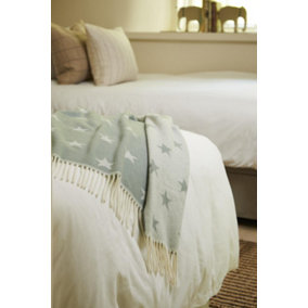 Tweedmill 100% Pure New Merino Wool Star Baby Blanket/Throw Green 75cm x 100cm