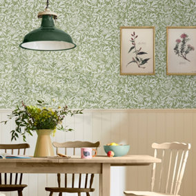 Twilight Ditsy Floral Green Wallpaper