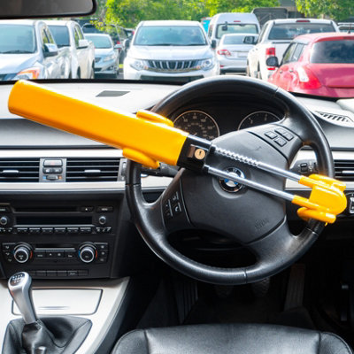 Twin Bar Steering Wheel Lock Stop Thieves Stealing Your Car Universal Fit 3 keys
