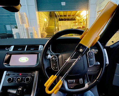 Twin Bar Steering Wheel Lock Stop Thieves Stealing Your Car Universal Fit 3 keys - 4