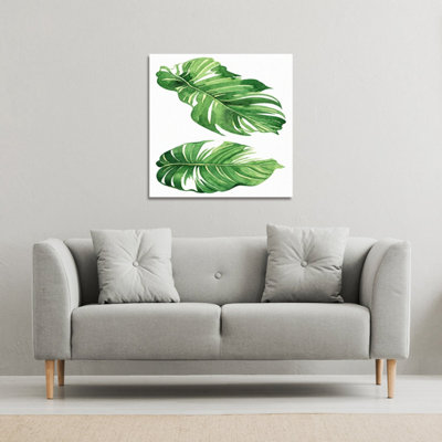 Twin Botanical Leaves (Canvas Print) / 101 x 101 x 4cm