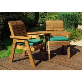 Twin Companion Set Angled with Cushions - W180 x D90 x H98 - Fully Assembled - Green