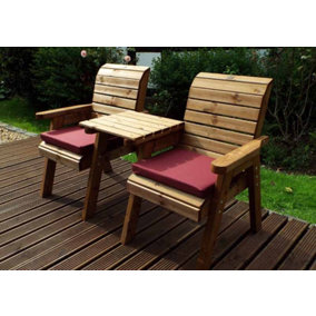Twin Companion Set Straight with Cushions - W160 x D74 x H98 - Fully Assembled - Burgundy