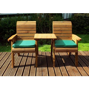 Twin Companion Set Straight with Cushions - W160 x D74 x H98 - Fully Assembled - Green