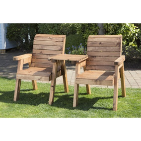Twin Companion (Straight) Set Boxed (Flatpacked), Wooden Garden Love Seat - W160 x D74 x H98