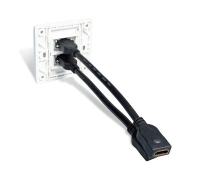 Prise Murale HDMI DeleyCON - 2 Ports - Encastrable - 4K 2160p - Blanc