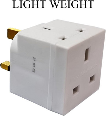 Twin Pack 2 Way 13A 3 Pin Plug Adaptors,Double sockets