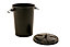 Twin Pack  - Black Garden Dustbin - Large 90L Refusal Heavy Duty Plastic Waste Bin with Galvanised Metal Clips and Lid