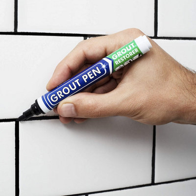 Twin Pack Grout Pen - Designed for restoring tile grout in bathrooms & kitchens (Black)