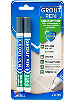 Twin Pack Grout Pen - Designed for restoring tile grout in bathrooms & kitchens (Dark Grey)