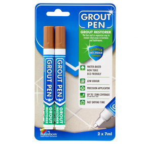 Twin Pack Grout Pen - Designed for restoring tile grout in bathrooms & kitchens (Terracotta)