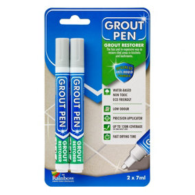 Twin Pack Grout Pen - Designed for restoring tile grout in bathrooms & kitchens (Winter Grey)