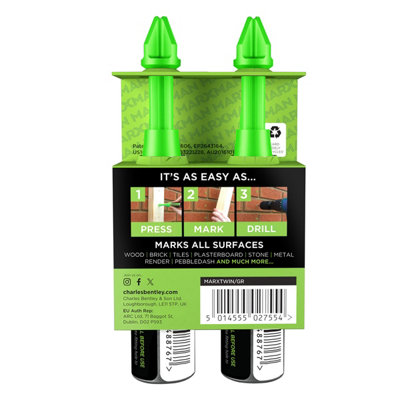 Twin pack Marxman chalk NON-Permanent DIY Marking tool pen