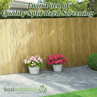 Twin Pack of 4m x 1.8m Split Reed Fencing Screening Rolls for Garden ...