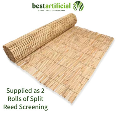 Twin Pack of 4m x 1.8m Split Reed Fencing Screening Rolls for Garden ...