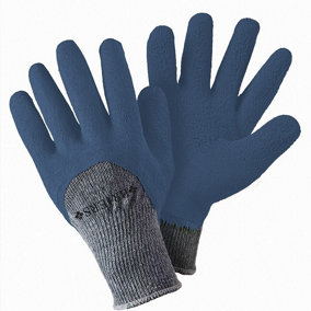 Twin Pack Thermal  Grip Latex Gardening Gloves All Purpose Oxford Blue Large