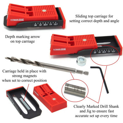 Twin Pocket Hole Jig Kit with Driver and Drill Bit Titman Edge ETPHJBPHEX