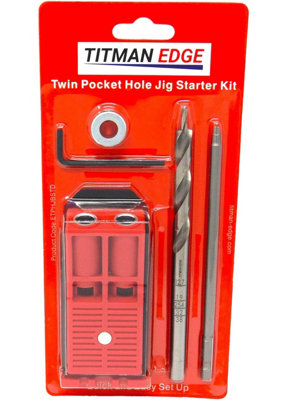 Twin Pocket Hole Jig Kit with Driver and Drill Bit Titman Edge ETPHJBPSTD