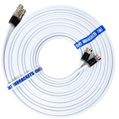 Twin Satellite Shotgun Coax Cable Extension Kit with Pre Fitted Professional Compression F Connectors for Sky Q Freesat 10 Metres