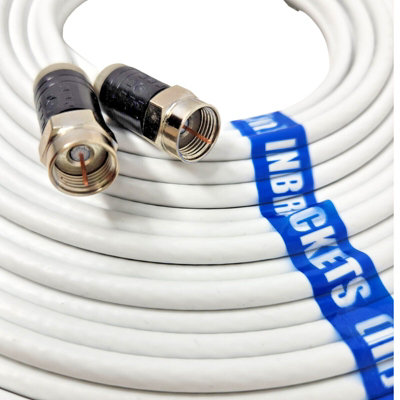Twin Satellite Shotgun Coax Cable Extension Kit with Pre Fitted Professional Compression F Connectors for Sky Q Freesat 17 Metres