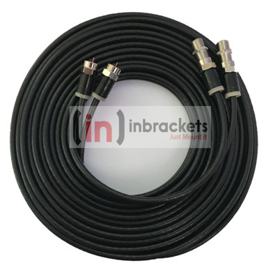 Twin Satellite Shotgun Coax Cable Extension Kit with Pre Fitted Professional Compression F Connectors for Sky Q Freesat 4 Metres