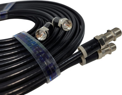 Twin Satellite Shotgun Coax Cable Extension Kit with Pre Fitted Professional Compression F Connectors for Sky Q Freesat 5 Metres - 5
