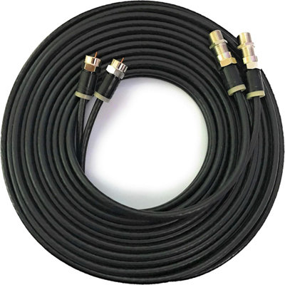 Twin Satellite Shotgun Coax Cable Extension Kit with Pre Fitted Professional Compression F Connectors for Sky Q Freesat 5 Metres - 6