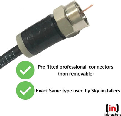 Twin Satellite Shotgun Coax Cable Extension Kit with Pre Fitted Professional Compression F Connectors for Sky Q Freesat 6 Metre